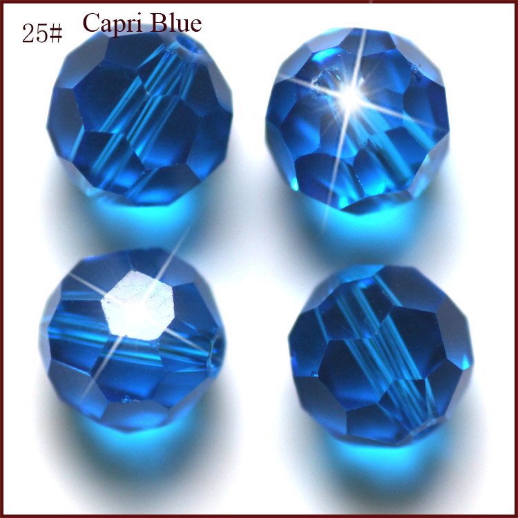 PandaHall Imitation Austrian Crystal Beads, Grade AAA, Faceted, Round, DodgerBlue, 8mm, Hole: 1mm Glass Round Blue