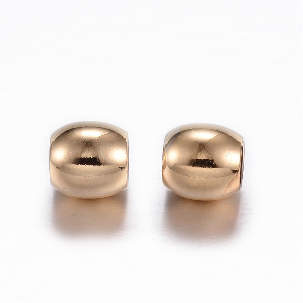 PandaHall 304 Stainless Steel Beads, Oval, Golden, 10x10mm, Hole: 6mm Stainless Steel Oval