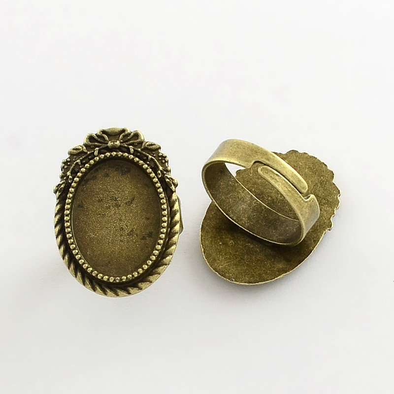 PandaHall Vintage Adjustable Iron Finger Ring Components Alloy Cabochon Bezel Settings, Lead Free & Cadmium Free & Nickel Free, Antique...