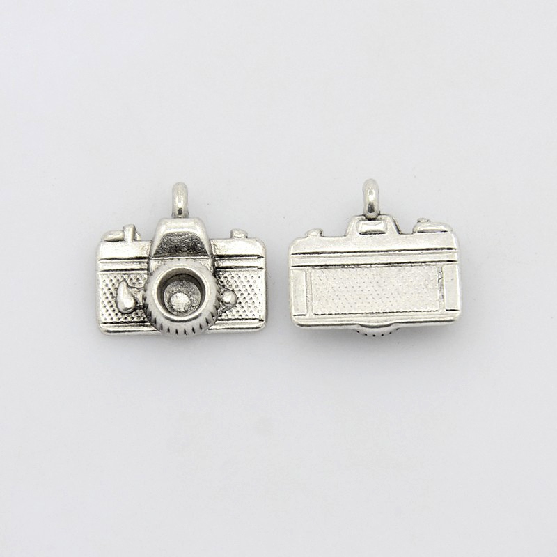 PandaHall Tibetan Style Antique Silver Tone Alloy Camera DIY Jewelry Pendant Accessories, Lead Free and Cadmium Free, Size: about 13mm long...