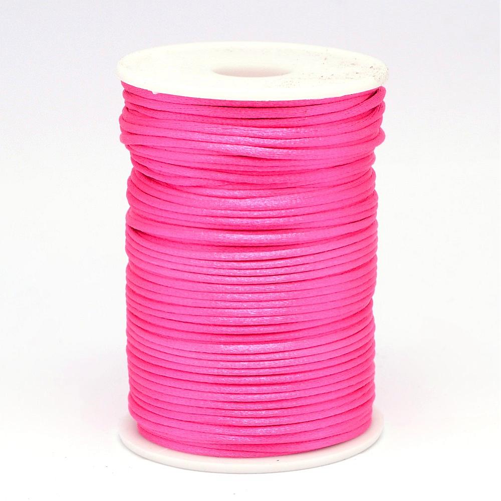 PandaHall Polyester Cord, DeepPink, 2mm; about 100yard/roll Polyester Pink