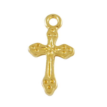 PandaHall Alloy Pendants, Lead Free and Cadmium Free, Cross, Golden, about 19mm long, 10.5mm wide, 2mm thick, hole: 2mm Alloy Cross