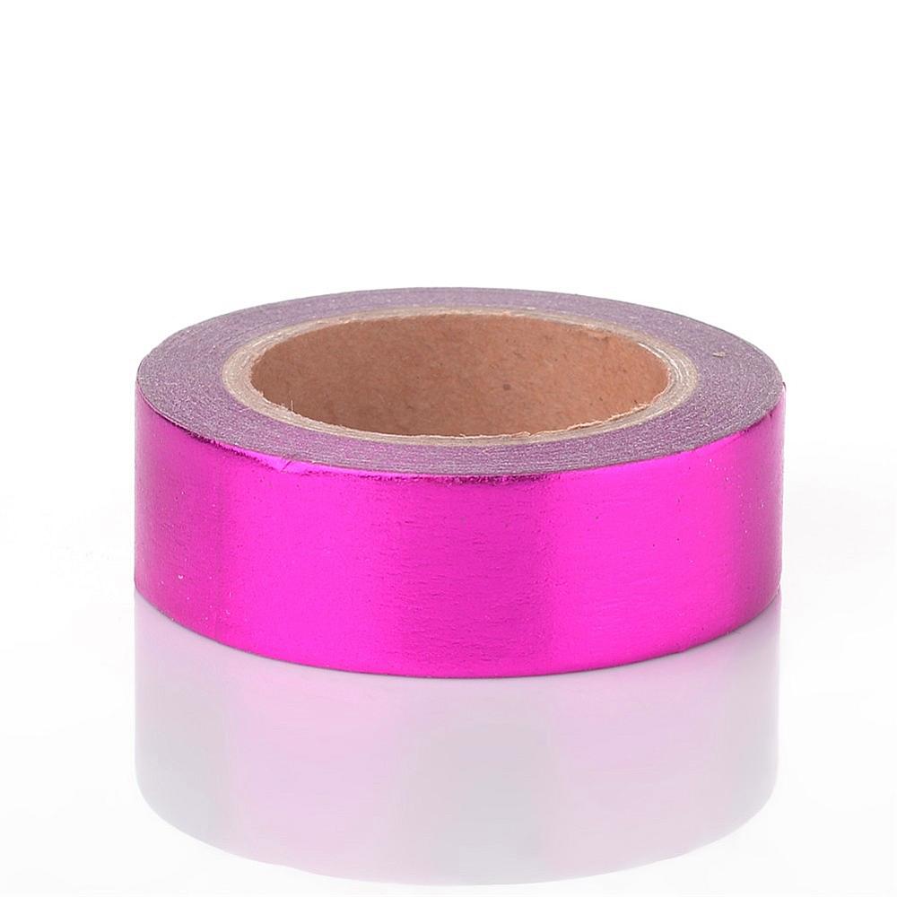 PandaHall DIY Scrapbook Decorative Adhesive Tapes, DeepPink, 15mm; 10m/roll Paper Pink