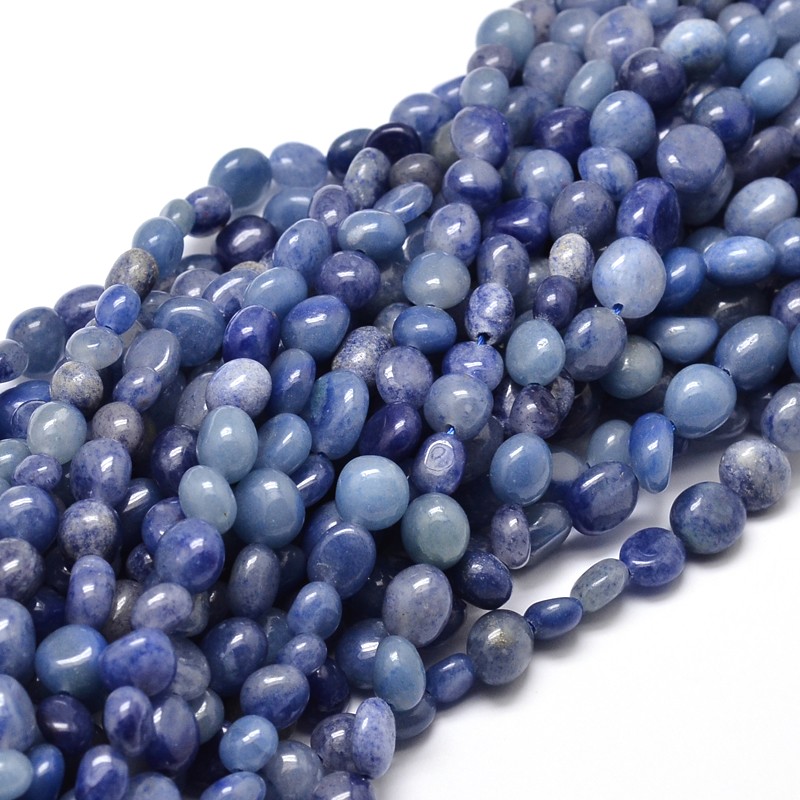 PandaHall Natural Dumortierite Nuggets Beads Strands, 5~10x6~7x3~7mm, Hole: 1mm; about 14.9"~15.7" Dumortierite Nuggets