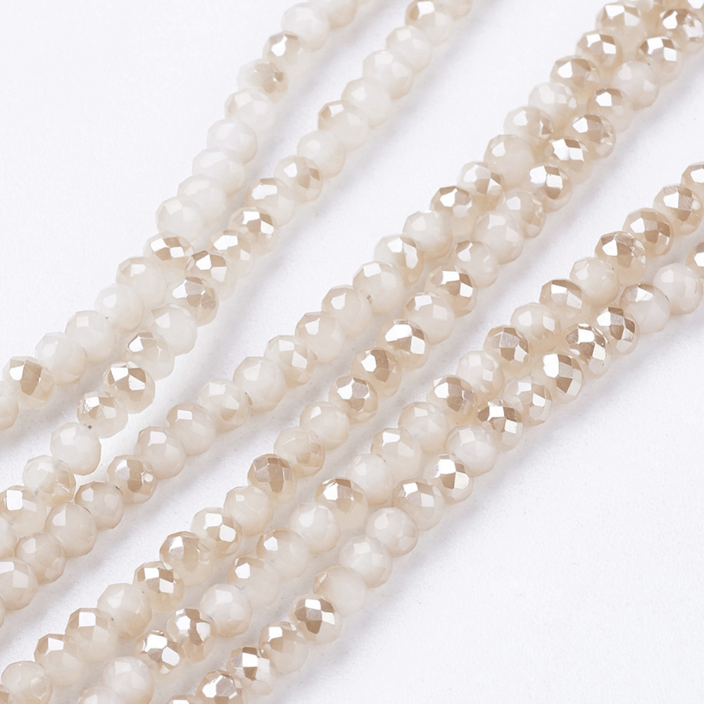 PandaHall Electroplate Imitation Jade Glass Beads Strands, Half Rainbow Plated, Faceted, Rondelle, PapayaWhip, 2.5x2mm, Hole: 1mm Glass...