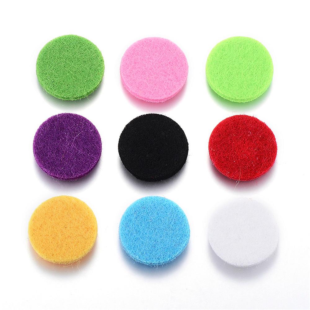 PandaHall Fibre Perfume Pads, Essential Oils Diffuser Locket Pads, Flat Round, Mixed Color, 22x3mm Fibre Multicolor