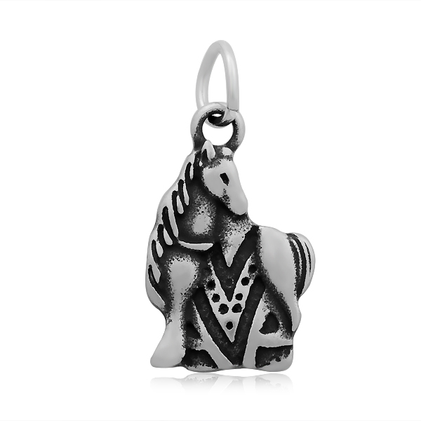 PandaHall Horse 316 Stainless Steel Pendants, Antique Silver, 21x14x2mm, Hole: 5mm Stainless Steel Horse