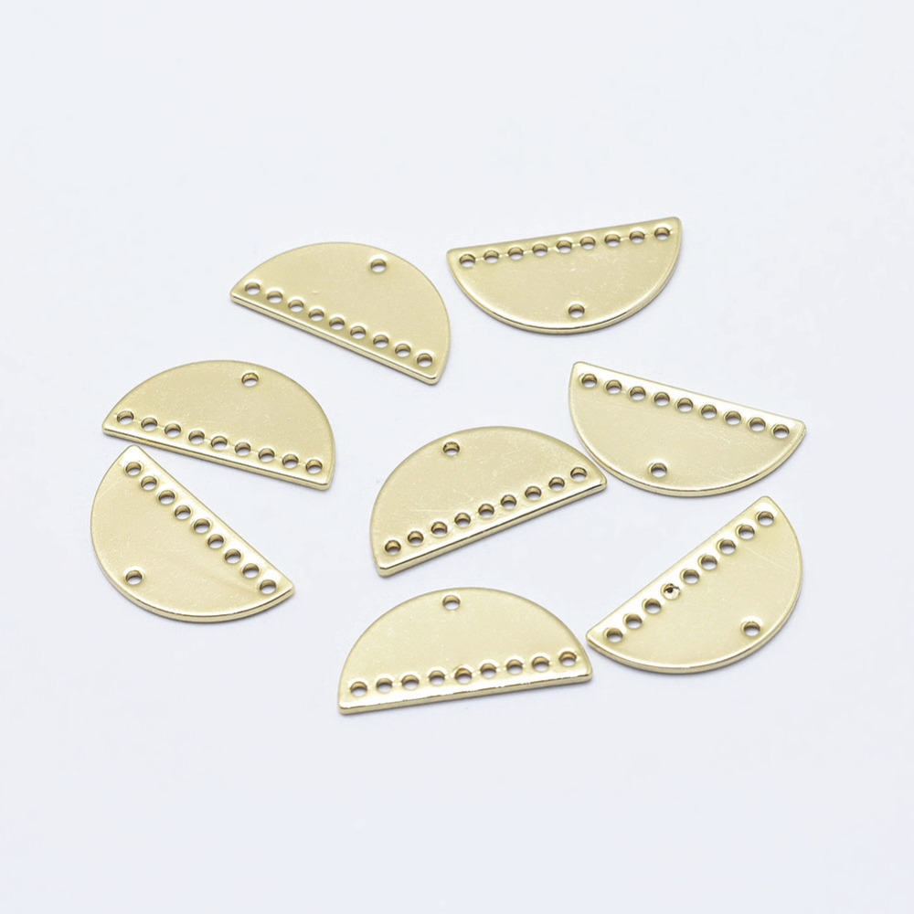 PandaHall Electroplated Brass Chandelier Component Link, Long-Lasting Plated, Real 18K Gold Plated, Nickel Free, Half Round, 10.5x21x0.8mm...