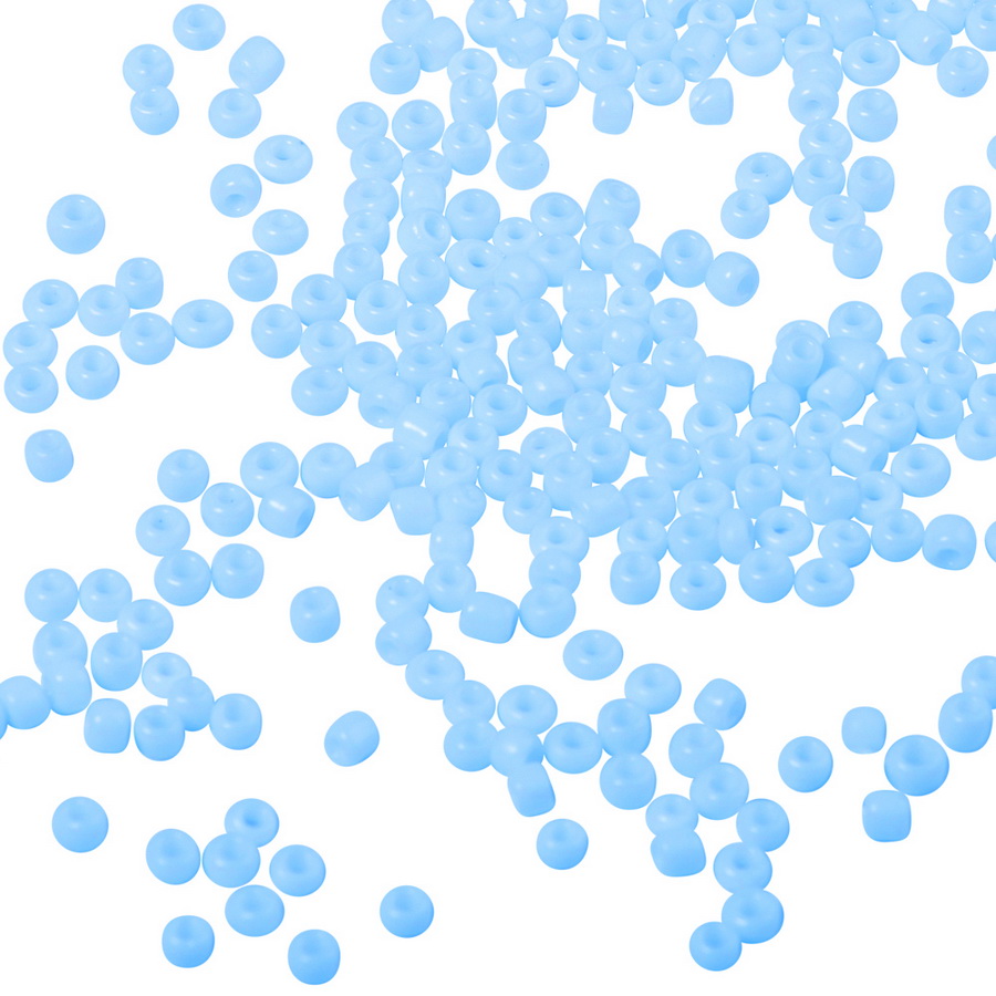 PandaHall 8/0 Round Glass Seed Beads, Opaque Colours, CornflowerBlue, 2~3mm, Hole: 0.8mm; about 1500pcs/50g Glass Blue