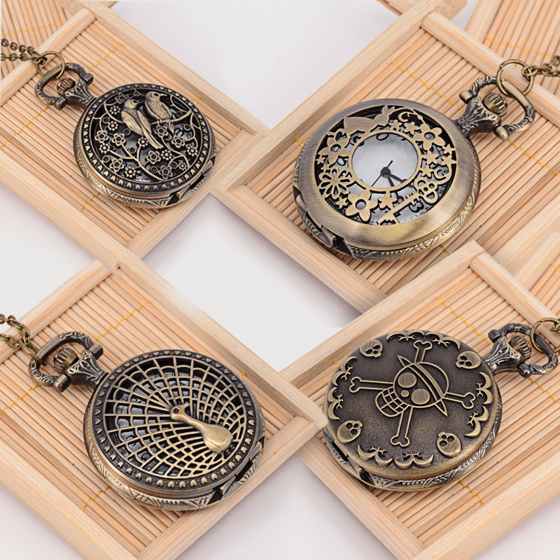 PandaHall Retro Alloy Openable Quartz Pocket Watch Pendant Necklace, with Iron Chains, Antique Bronze, 30.7~32.3"; watch dial...
