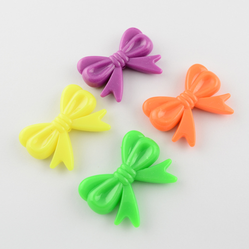PandaHall Opaque Acrylic Bow Beads, Bowknot, Mixed Color, 36x46x9mm, Hole: 2mm; about 71pcs/500g Acrylic Bowknot Multicolor