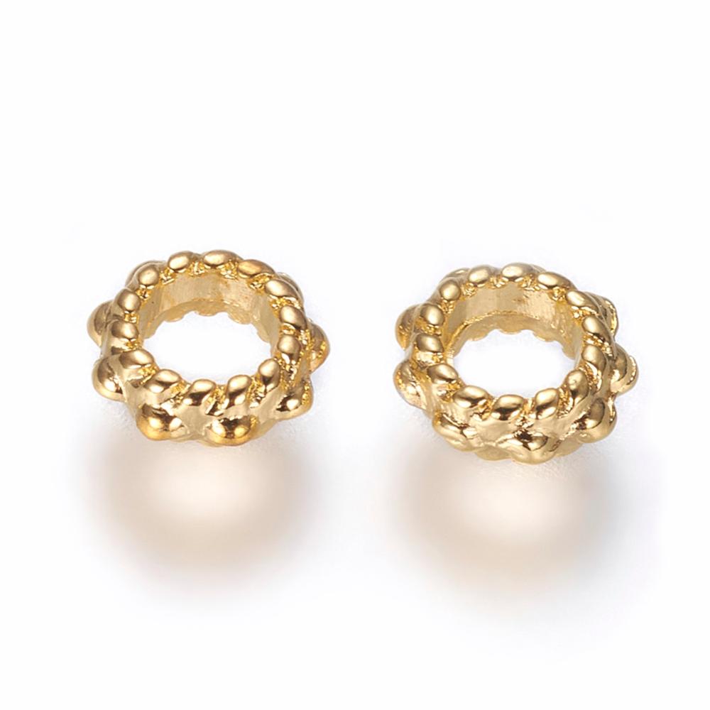 PandaHall Tibetan Style Bead Spacers, Lead Free and Cadmium Free, Flat Round, Golden, about 6mm in diameter, 3mm thick, hole: 3mm Alloy Flat...