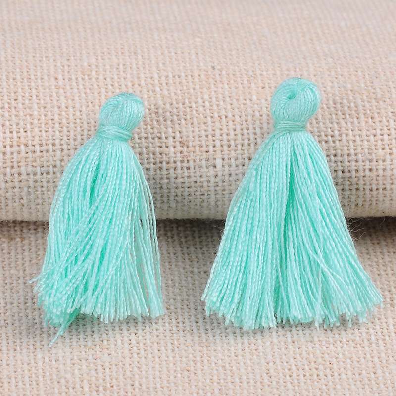 PandaHall Polyester Tassel Pendant Decorations, PaleTurquoise, 26~30x4mm; about 300pcs/bag Polyester Cyan
