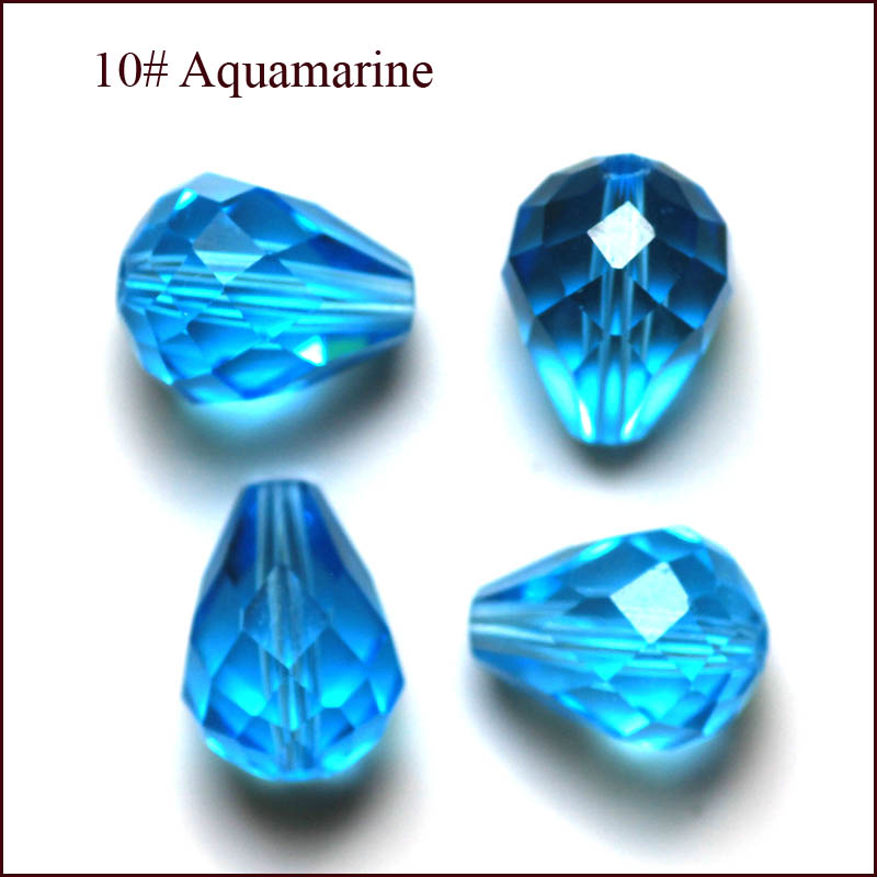 PandaHall Imitation Austrian Crystal Beads, Grade AAA, Faceted, Drop, DeepSkyBlue, 10x12mm, Hole: 0.8~1.1mm Glass Drop Blue