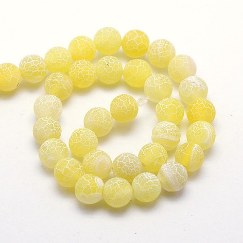 PandaHall Natural Crackle Agate Beads Strands, Dyed, Round, Grade A, Gold, 6mm, Hole: 1mm; about 63pcs/strand, 15.5 Crackle Agate Round Gold