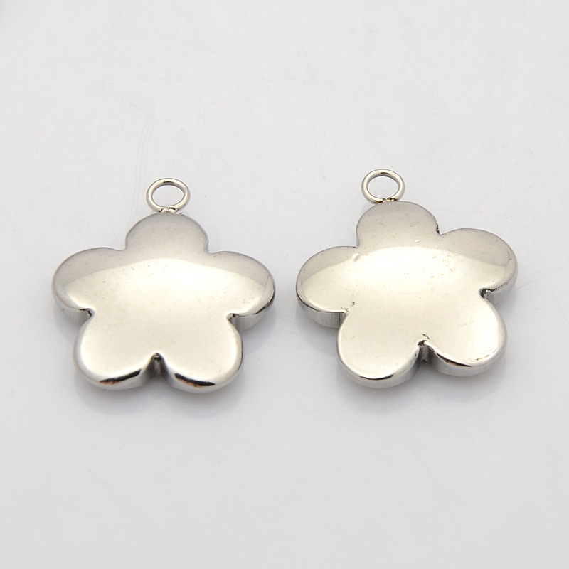 PandaHall Flower 304 Stainless Steel Pendants, Stainless Steel Color, 22x20x4mm, Hole: 2mm Stainless Steel Flower