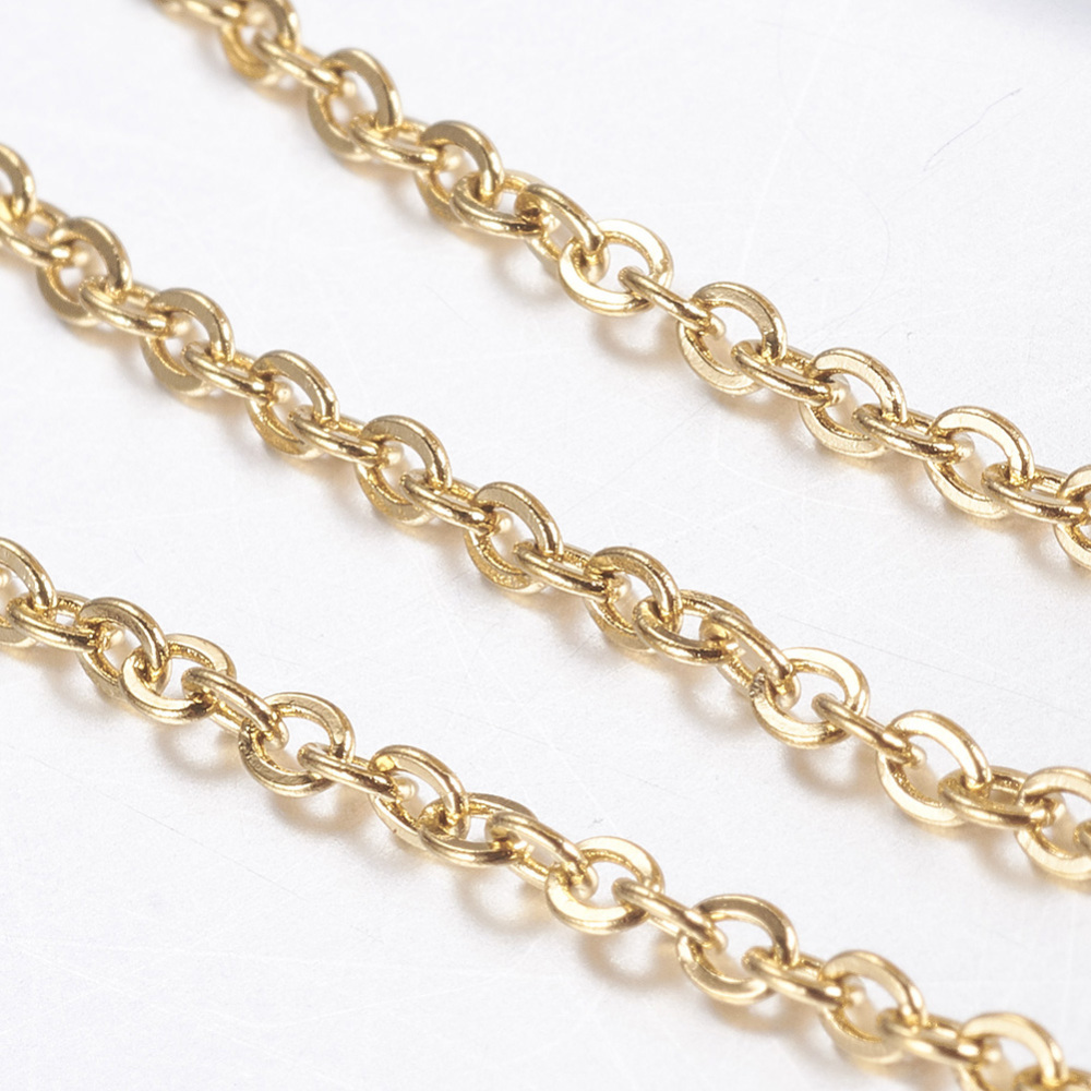 PandaHall 304 Stainless Steel Rolo Chains, with Spool, Soldered, Golden, 2x1.8x0.3mm; about 10m/roll(10.936yard/roll) Stainless Steel