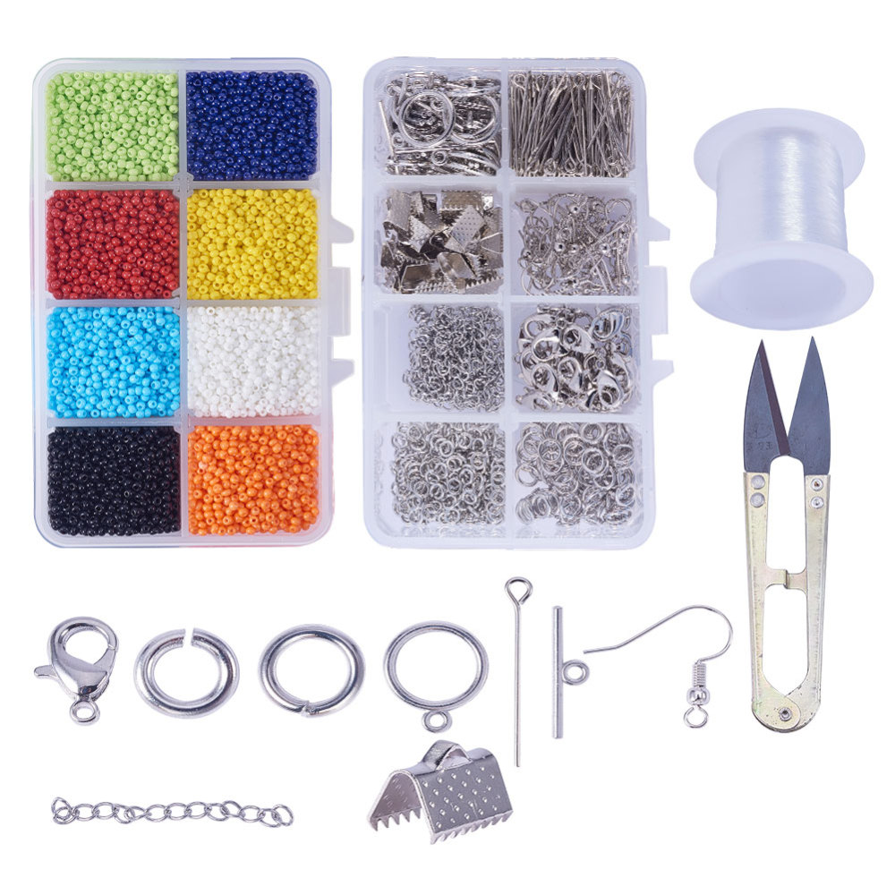 PandaHall DIY Jewelry Making Kit, Seed Beads and Jewelry Findings, Mixed Color, 11x7x3cm Mixed Material Multicolor