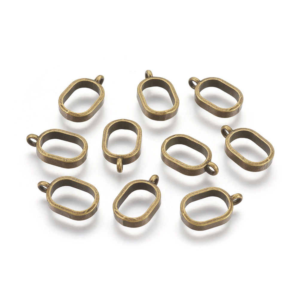PandaHall Tibetan Style Hanger Links, Bail Beads, Lead Free & Nickel Free, Ring, Antique Bronze, 16x10x4mm, Hole: 2~11x8mm Alloy
