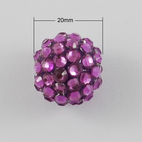 PandaHall Chunky Resin Rhinestone Bubblegum Ball Beads, Round, MediumOrchid, 20x18mm, Hole: about 2.5mm Resin+Rhinestone Round Purple