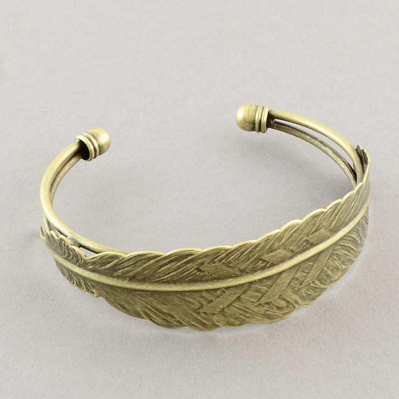 PandaHall Brass Cuff Bangle Makings, Bangle Blanks, Antique Bronze, 62mm Brass