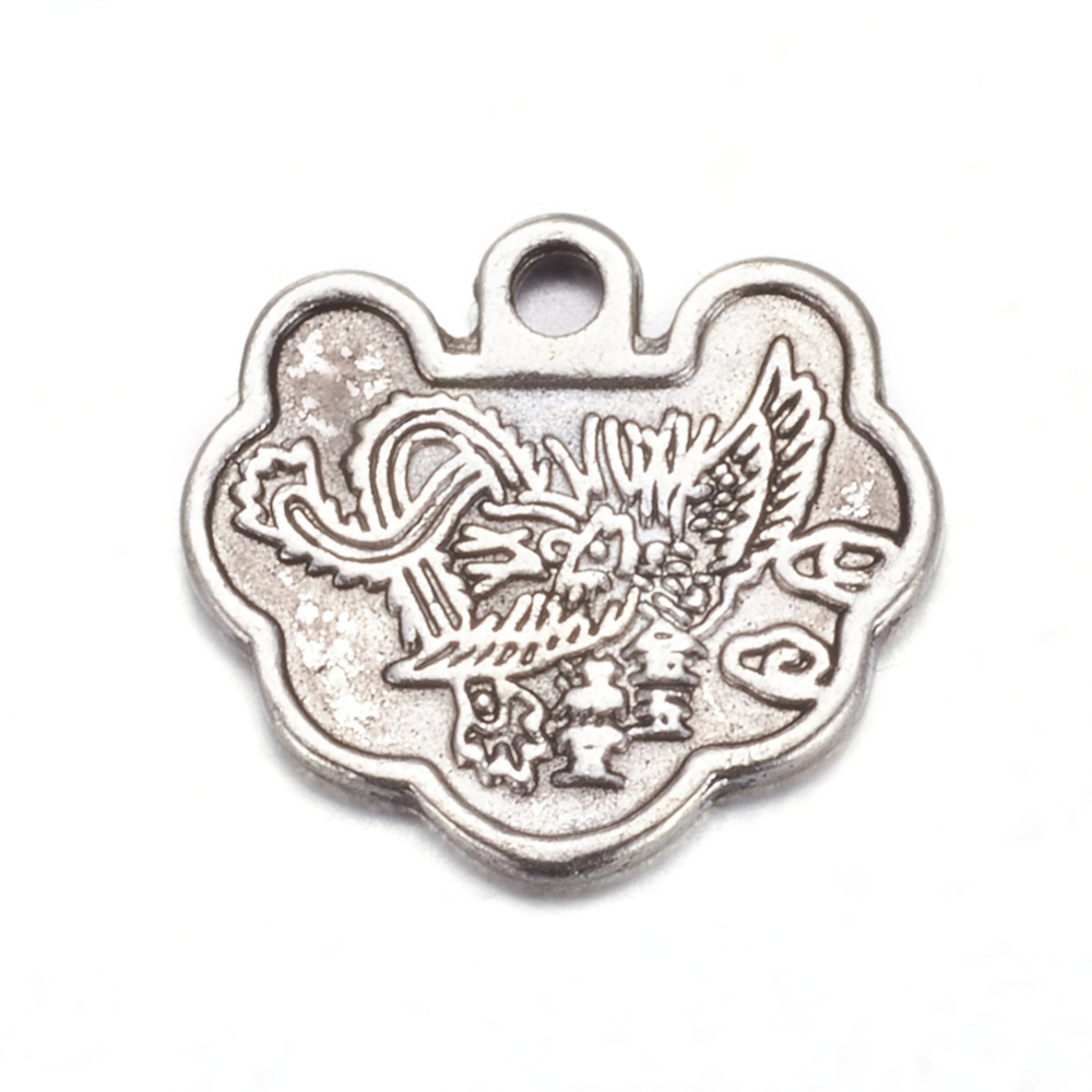 PandaHall Antique Silver Tibetan Style Longevity Lock Pendants, Lead Free and Cadmium Free, Size: about 15mm long, 16mm wide, 1.5mm thick...