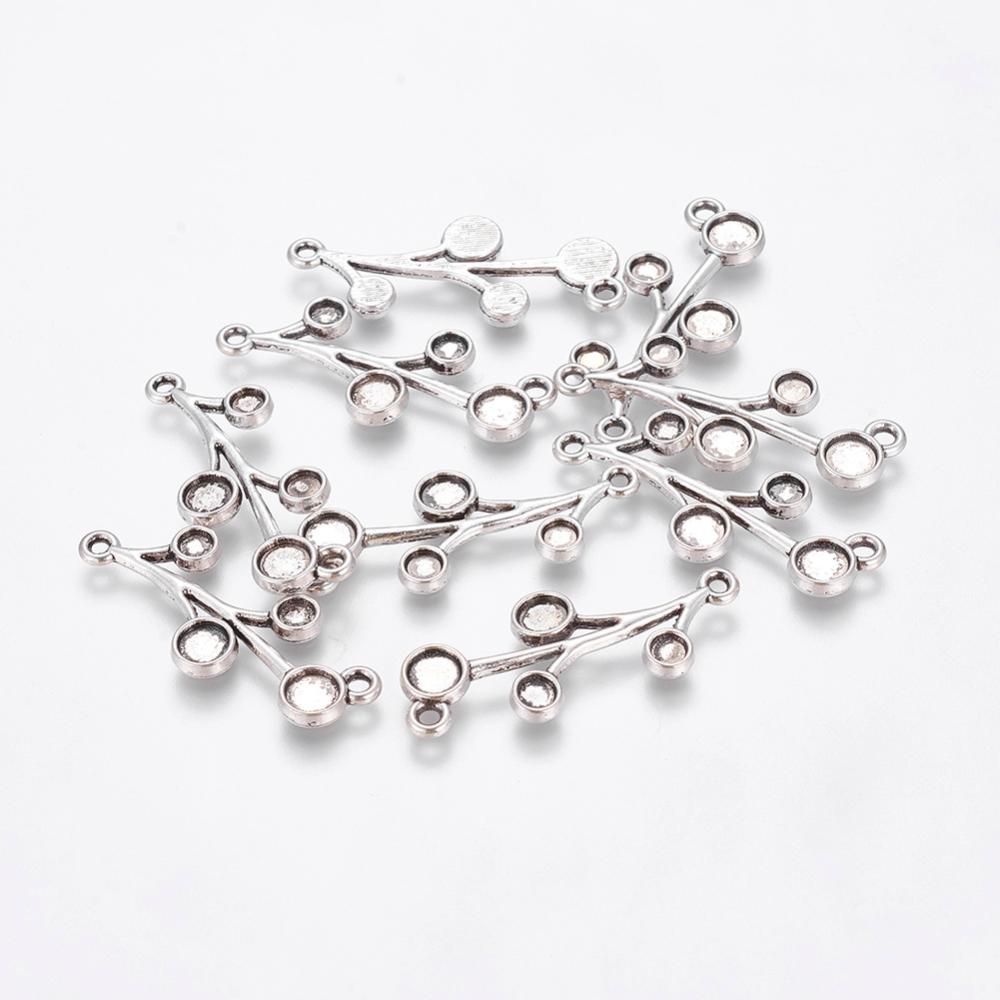 PandaHall Leaf Alloy Link Cabochon Settings, Antique Silver Color, Lead Free, Nickel Free and Cadmium Free, 38mm long, 16mm wide, 2mm thick...