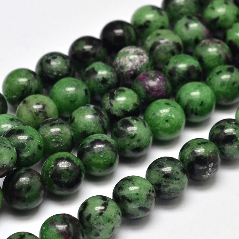 PandaHall Natural Round Ruby in Zoisite Bead Strands, 10mm, Hole: 1mm; about 38pcs/strand, 15.5" Ruby in Zoisite Round