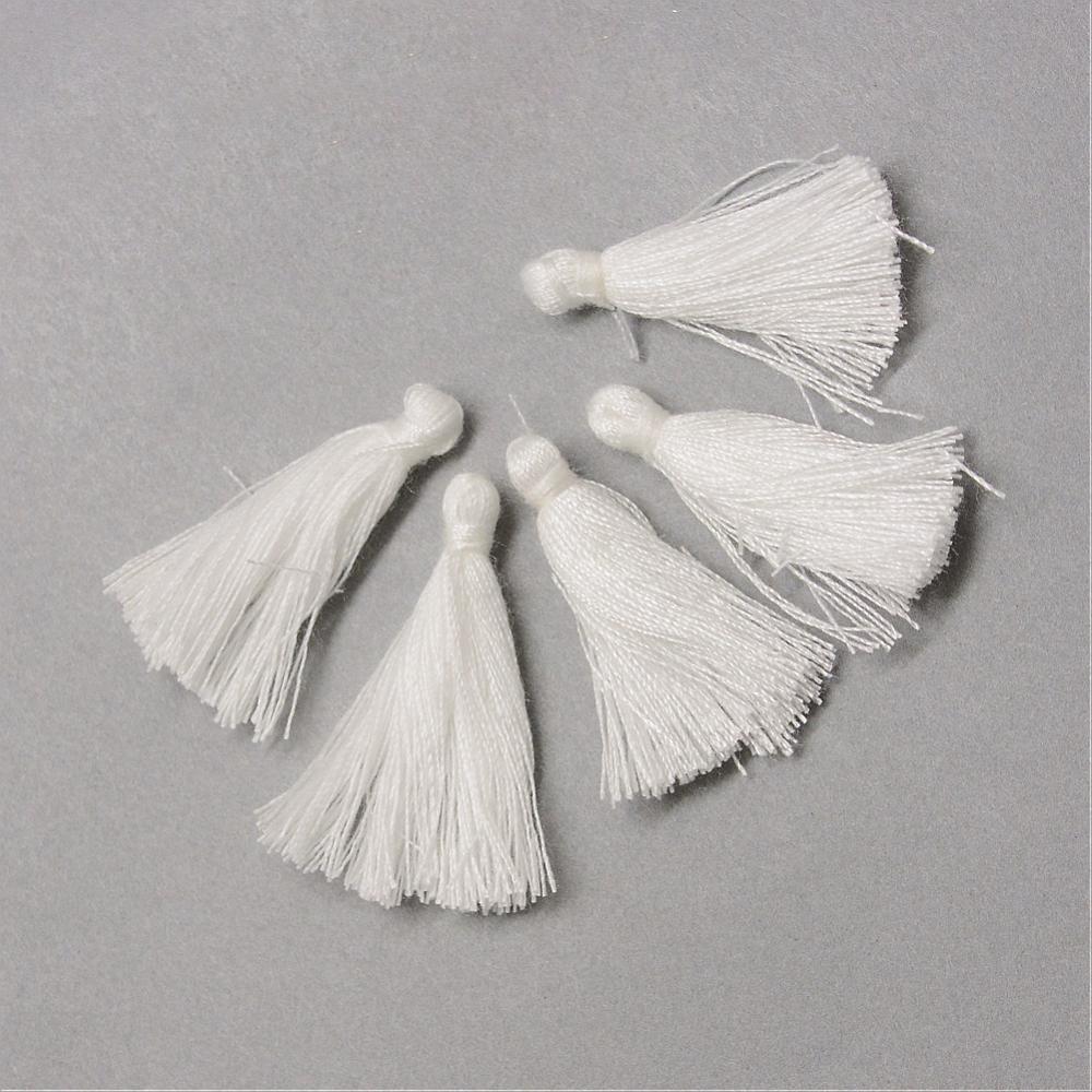 PandaHall Cotton Tassel Decorations, Pendant Decorations, White, 30mm Cotton White