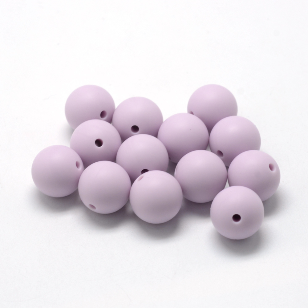 PandaHall Food Grade Environmental Silicone Beads, Chewing Beads For Teethers, DIY Nursing Necklaces Making, Round, Lilac, 8~10mm, Hole...