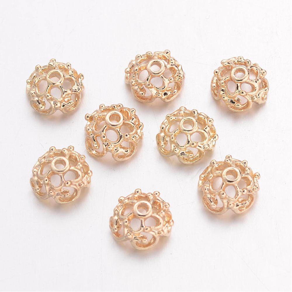 PandaHall Tibetan Style Bead Caps, Lead Free and Nickel Free, Golden, 9x5mm, Hole: 1mm Alloy