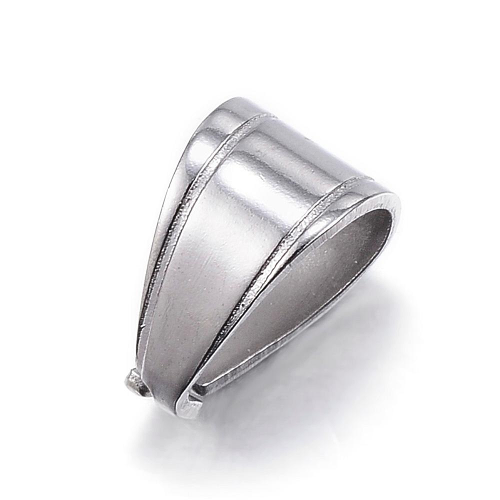 PandaHall 304 Stainless Steel Snap On Bails, Stainless Steel Color, 11x8x7mm Stainless Steel
