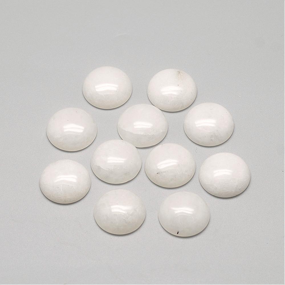 PandaHall Natural White Jade Cabochons, Half Round/Dome, White, 10x4~5mm White Jade Half Round White