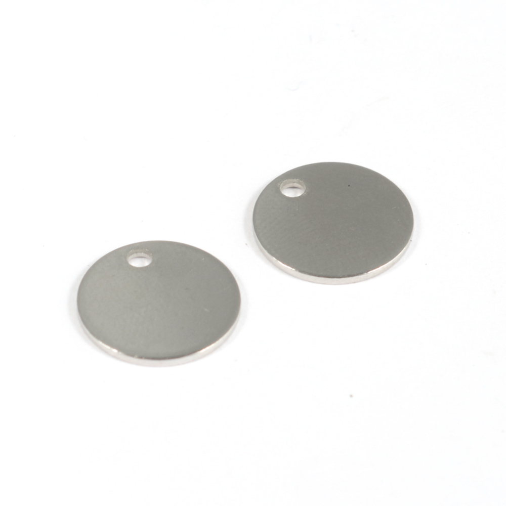 PandaHall 304 Stainless Steel Charms, Flat Round, Blank Stamping Tag Charms, Stainless Steel Color, 12x1mm, Hole: 2mm Stainless Steel Flat...