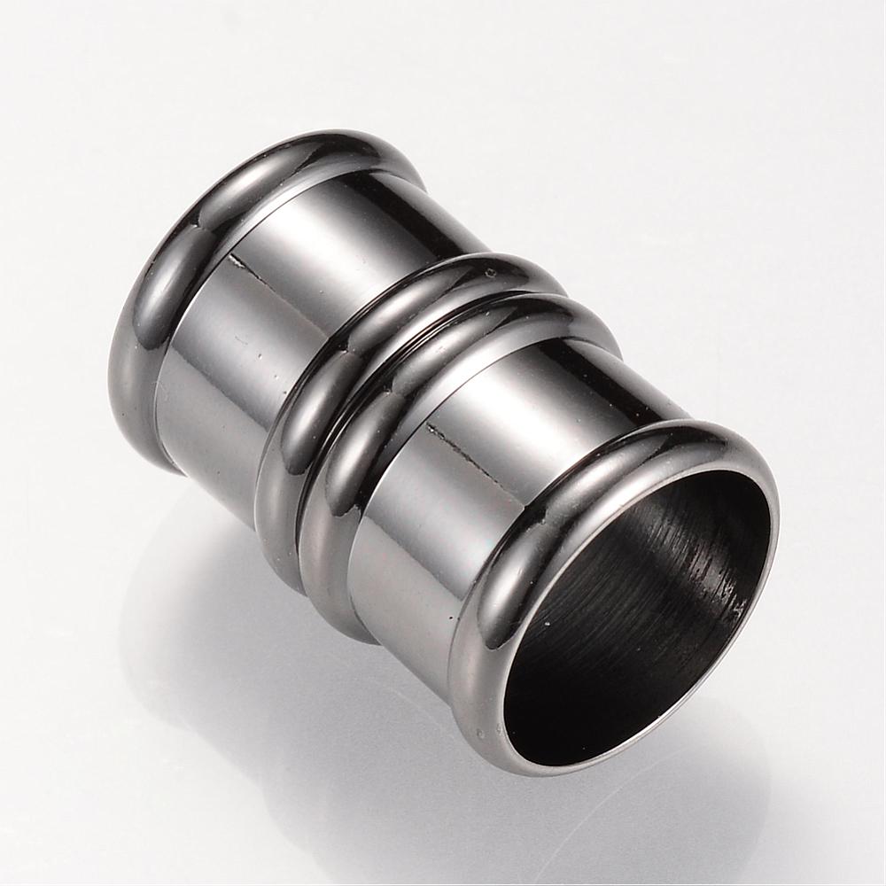 PandaHall Brass Magnetic Clasps, Column, Gunmetal, 21x14x14mm, Half Hole: 12mm Brass Column
