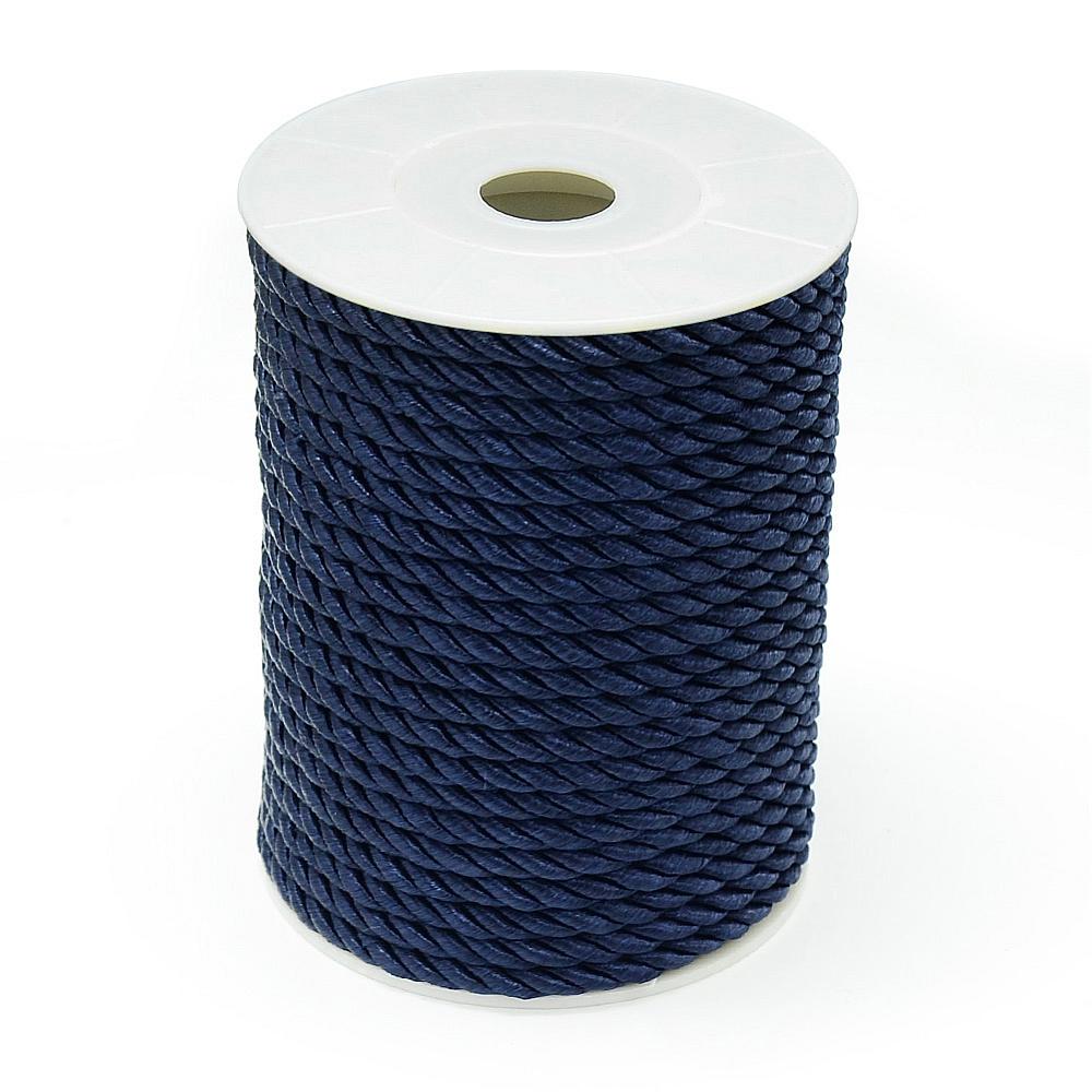 PandaHall Nylon Thread, 3-Ply, MidnightBlue, 5mm, about 20yards/roll(18.28m/roll) Nylon Blue