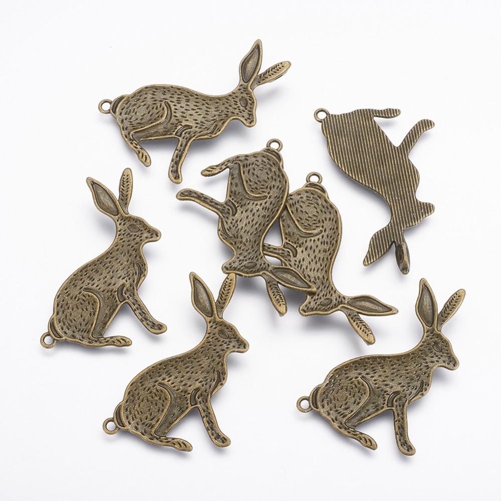 PandaHall Metal Alloy Pendants, Lead Free and Cadmium Free, Antique Bronze, Halloween Rabbit, 44x26x2mm, hole: 2mm Alloy Rabbit