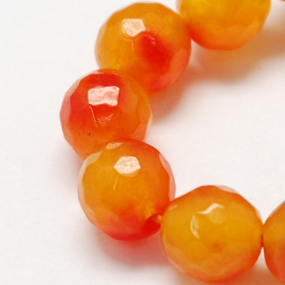 PandaHall Two Tone Natural Jade Bead Strands, Dyed, Faceted, Round, Orange, 10mm; Hole: 1mm, about 38pcs/strand, 14.5" Other Jade Round...