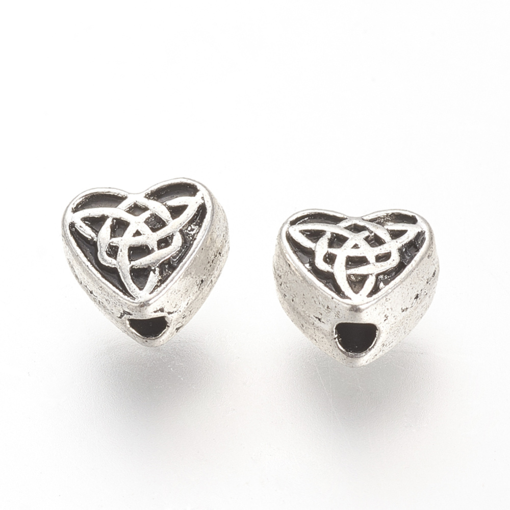 PandaHall Tibetan Style Alloy Beads, Heart, Cadmium Free & Nickel Free & Lead Free, Antique Silver, 6x7x4mm, Hole: 1mm; about 2080pcs/1000g...