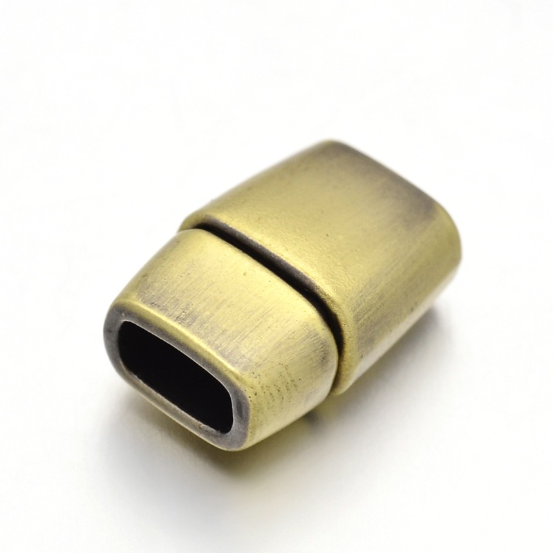 PandaHall Rack Plating Alloy Rectangle Magnetic Clasps, Antique Bronze, 14.5x10x7mm, Hole: 6x3mm Alloy Rectangle