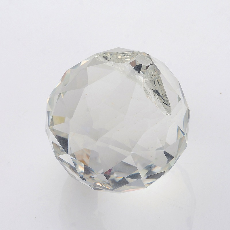 PandaHall Faceted Round Glass Pendants, Clear, 35x32mm, Hole: 2mm Glass Round Clear