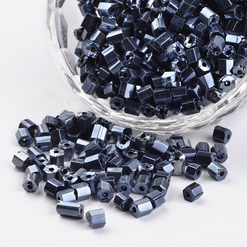 PandaHall 6/0H Two Cut Iris Round Hole Glass Seed Beads, PrussianBlue, 2.5~3x2~2.5mm, Hole: 0.8~1mm; about 12100pcs/450g Glass Blue