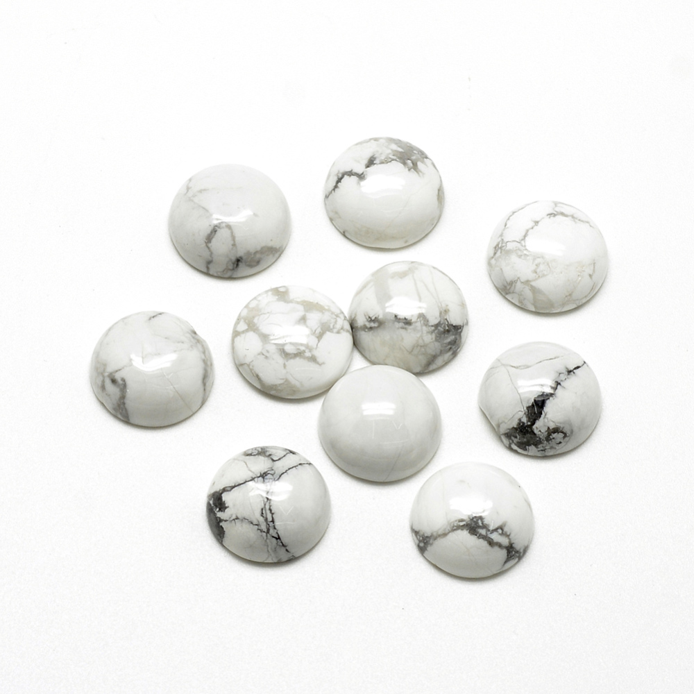 PandaHall Natural Howlite Cabochons, Half Round/Dome, 12x5mm Howlite Half Round