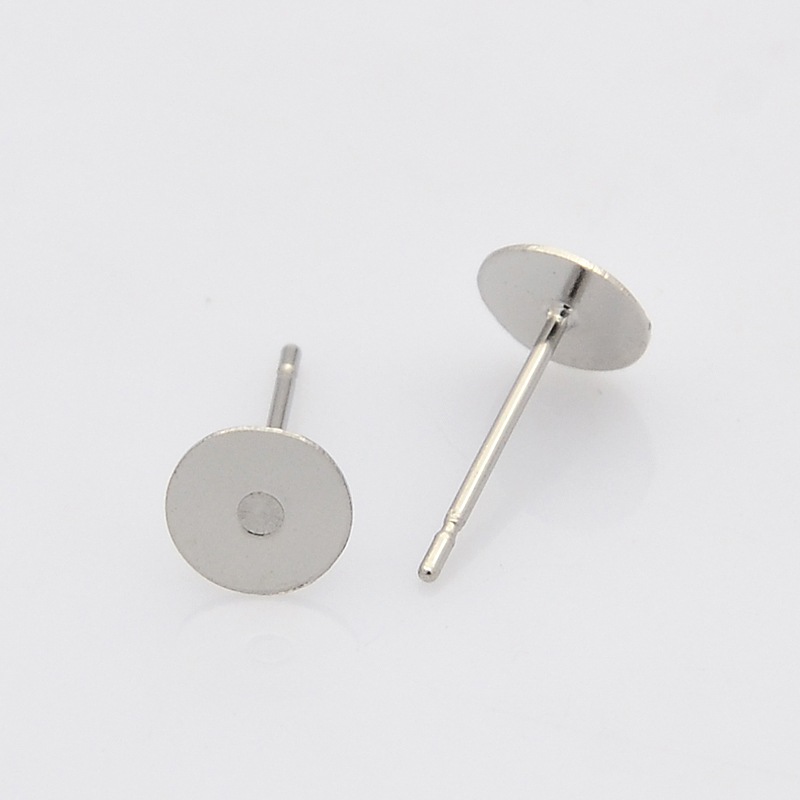 PandaHall 304 Stainless Steel Stud Earring Findings, Stainless Steel Color, 12x6mm, Pin: 0.7mm Stainless Steel