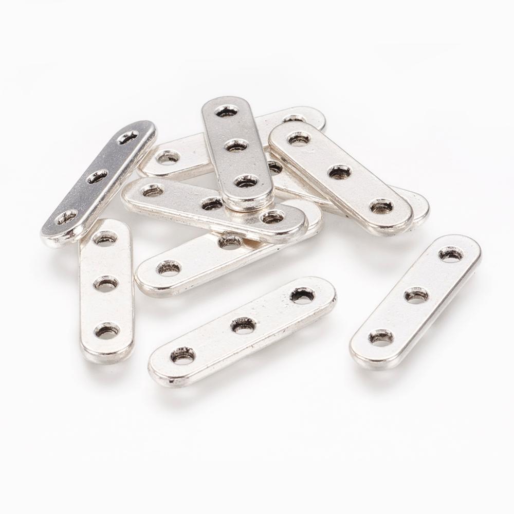 PandaHall Alloy Spacer Bars, Lead Free & Cadmium Free, Antique Silver, 24x6x2mm Alloy Rectangle