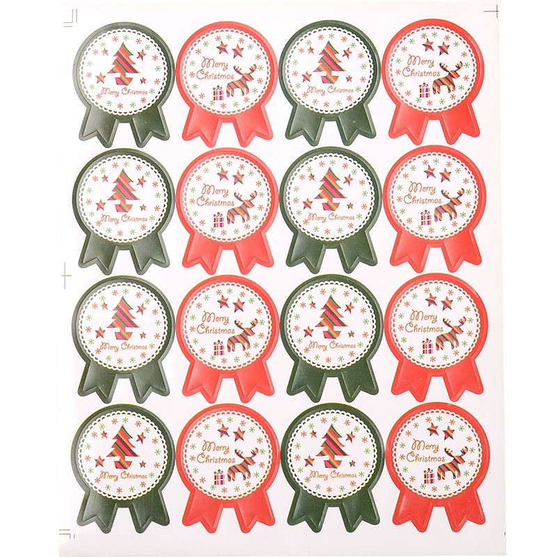 PandaHall Badge Pattern DIY Label Paster Picture Stickers for Christmas, Colorful, 20.5x16.2cm; about 16pcs/sheet Paper Others