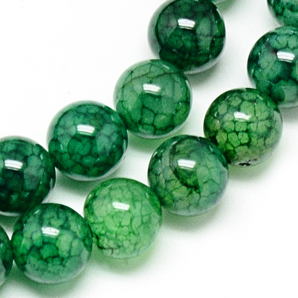 PandaHall Natural Dragon Veins Agate Beads Strands, Dyed, Round, Green, 8mm, Hole: 1mm; about 48pcs/strand, 14.96" Dragon Veins Agate Round...