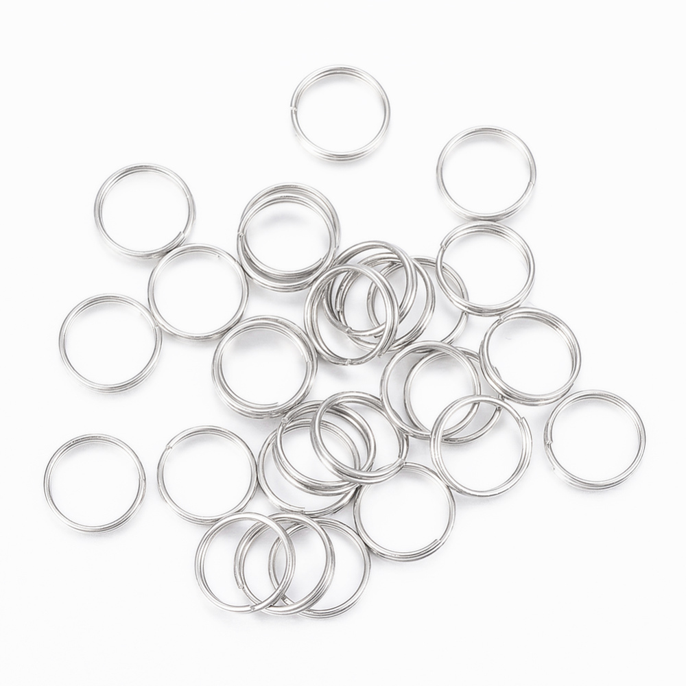 PandaHall 304 Stainless Steel Split Rings, Stainless Steel Color, 8x1mm; about 7mm inner diameter Stainless Steel Ring