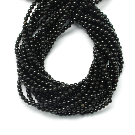PandaHall Nature Black,Agate Gemstone Bead Strands, Dyed, Round, Black, 2mm, Hole: 0.5mm; about 200pcs/strand, 15.7" Black Agate Round Black