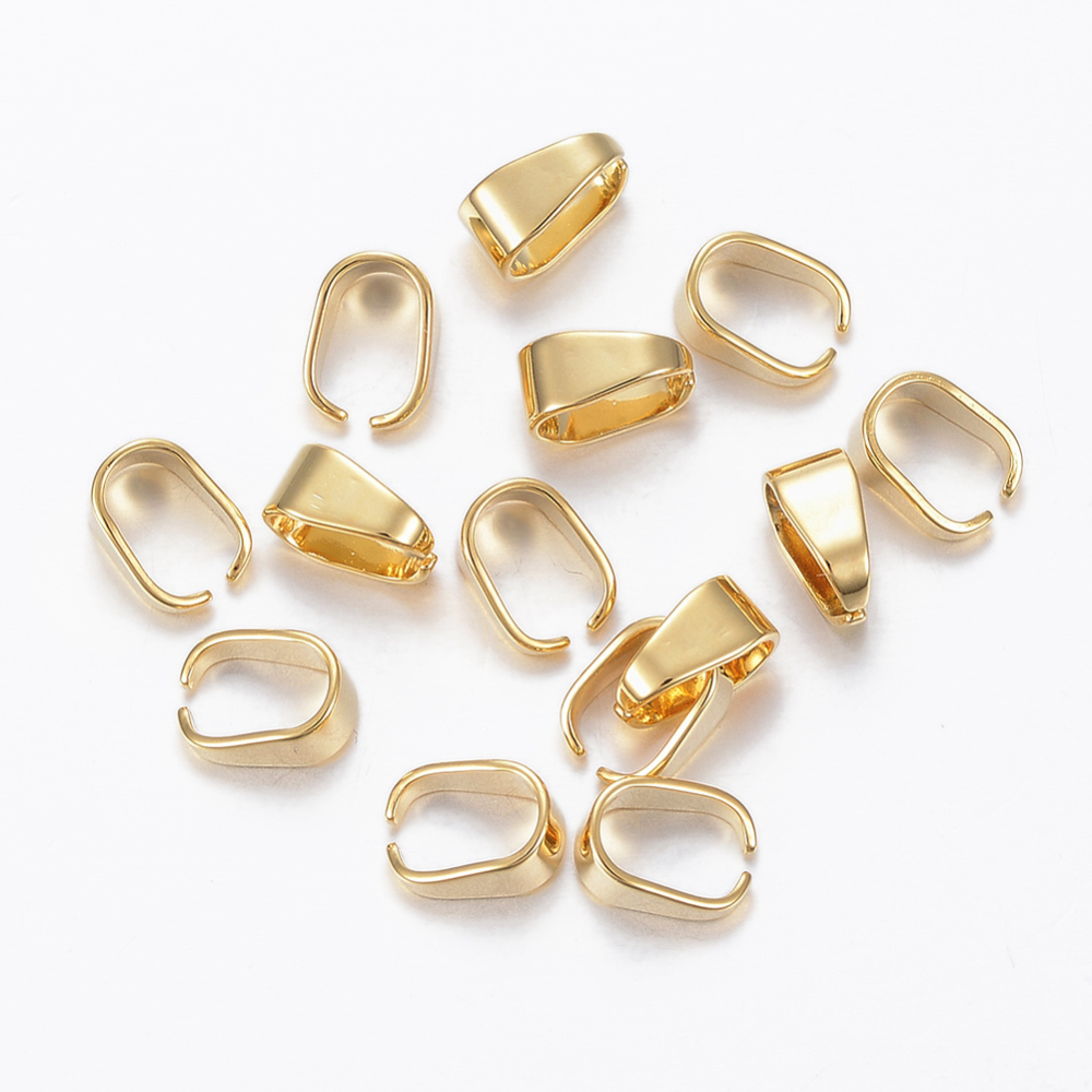 PandaHall 304 Stainless Steel Snap On Bails, Pendant Bails, Golden, 7.5x5x3.5mm; Inner Diameter: 6.5x4mm Stainless Steel